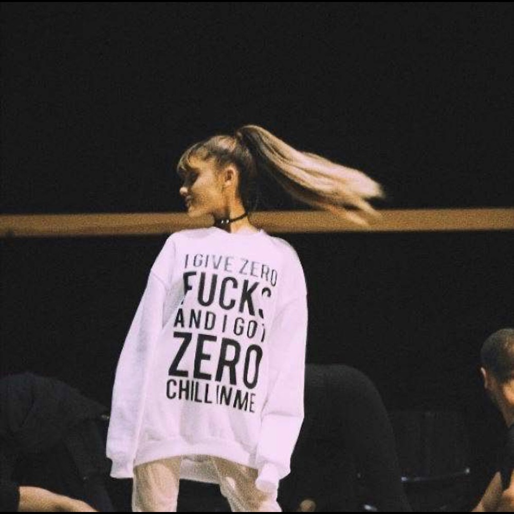 ISO ARIANA GRANDE WHITE CREWNECK ZERO CHILL